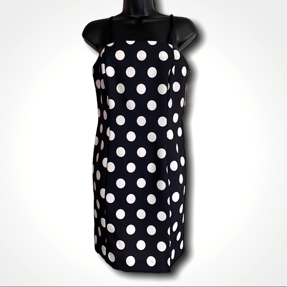 Vintage 90s polka dot dress, Navy, NWT